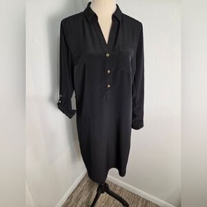 The Limited Black Shift Dress with Gold Buttons, Size Medium
